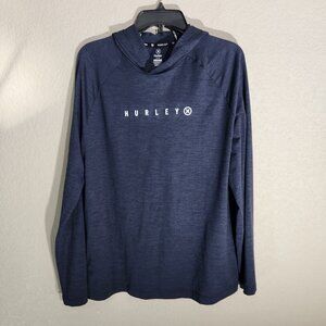 Hurley Mens Navy Long Sleeve Hoodie Shirt Large Lightweight Casual Activewear